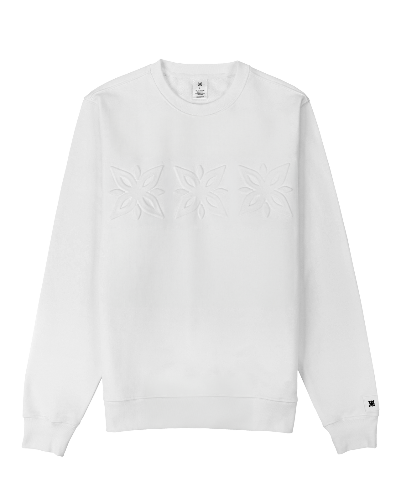 Embossed White Crewneck