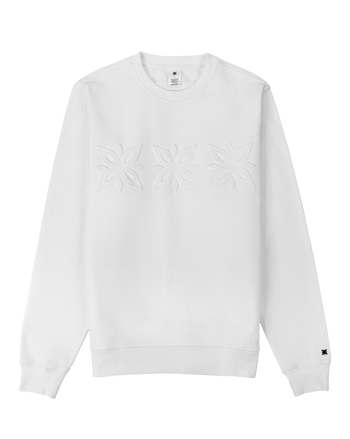 Embossed White Crewneck